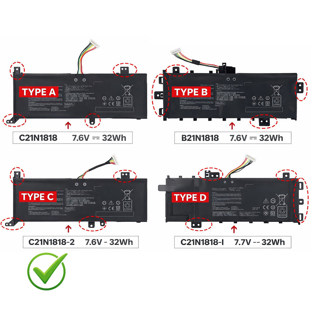 シーエックス　二箱 C21N1818-2 Battery for Asus VivoBook 14 A412 F412 R424D X412