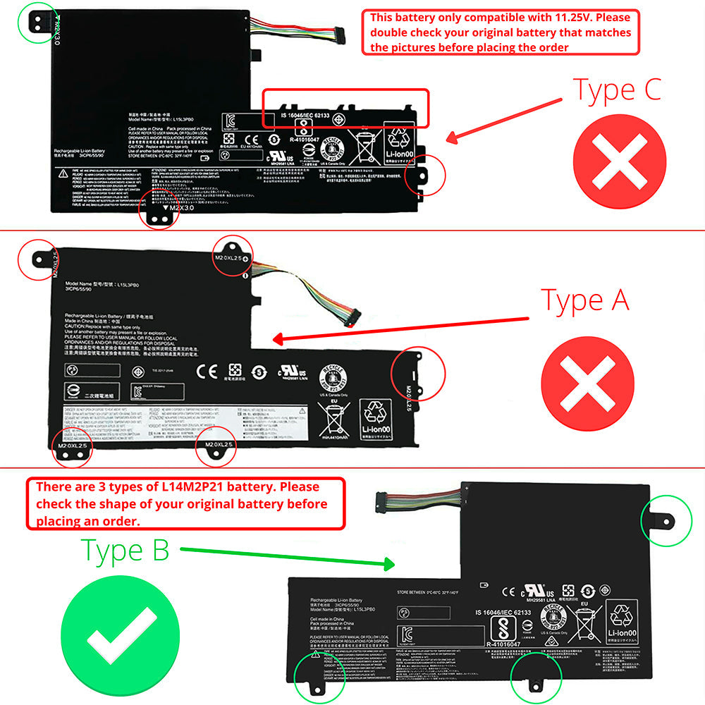 Lenovo Yoga 500-14ACL 14IBD 14ISK 14IHW 15IBD 15ISK 15IHW Series Laptop Battery L14L2P21 L14M2P21 [7.4V] Compatible Battery